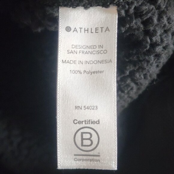 Athleta Sweater Womens Small Black Sherpa Pullover Cozy Fleece Warm Pockets - Picture 6 of 10